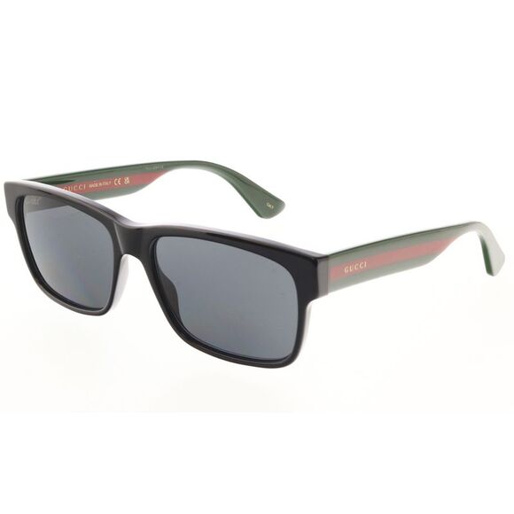 GG0340S-006 Rectangle Frame Sunglasses with Green-Red Detail
